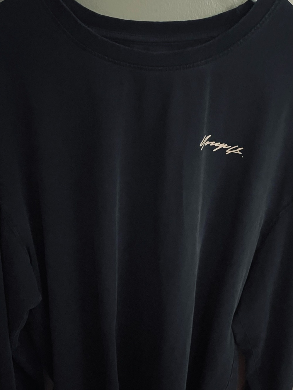 YoungLA Black Long-Sleeve Tee with White Script Logo